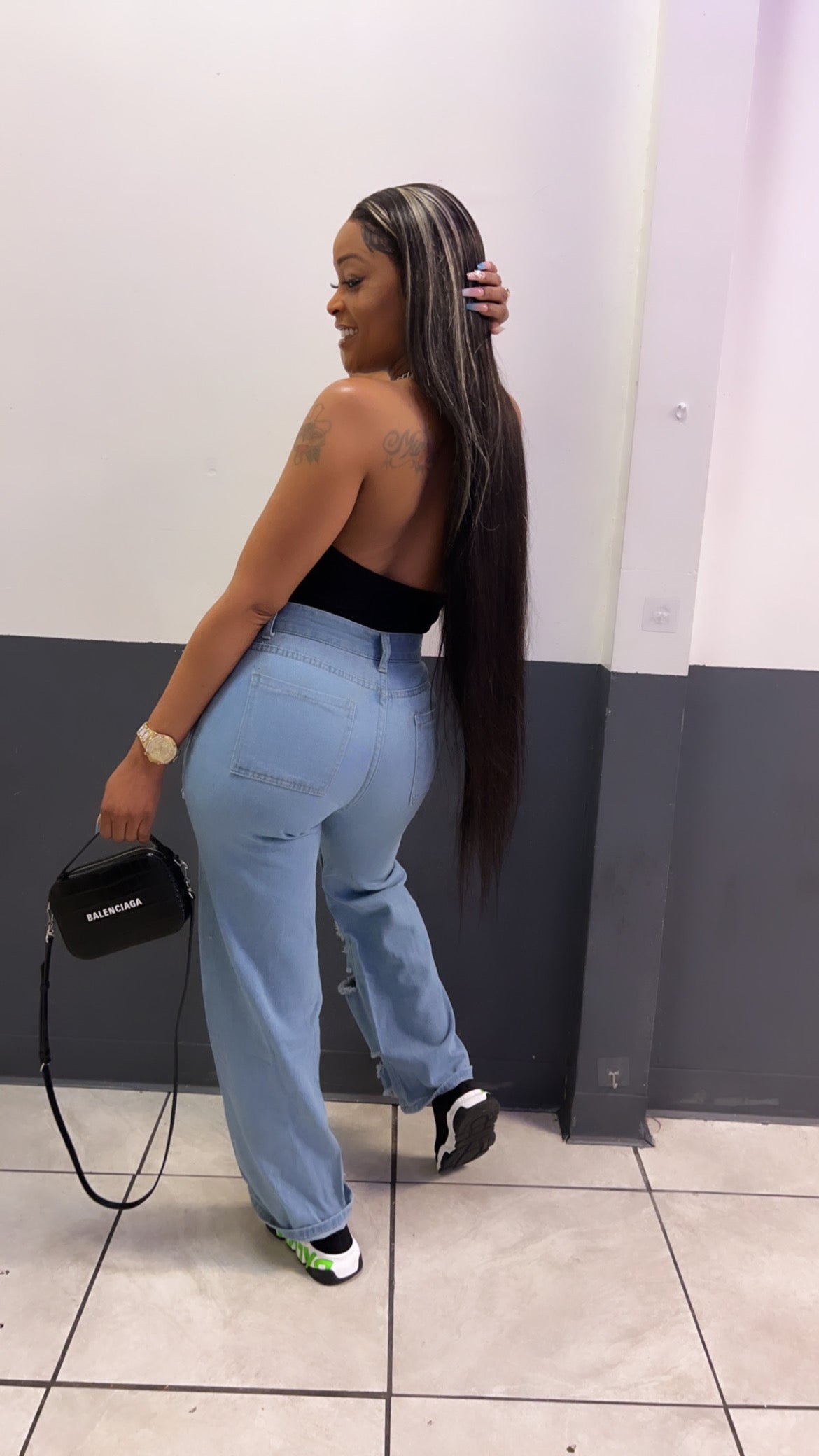 TORN DENIM RIPPED JEANS PANTS