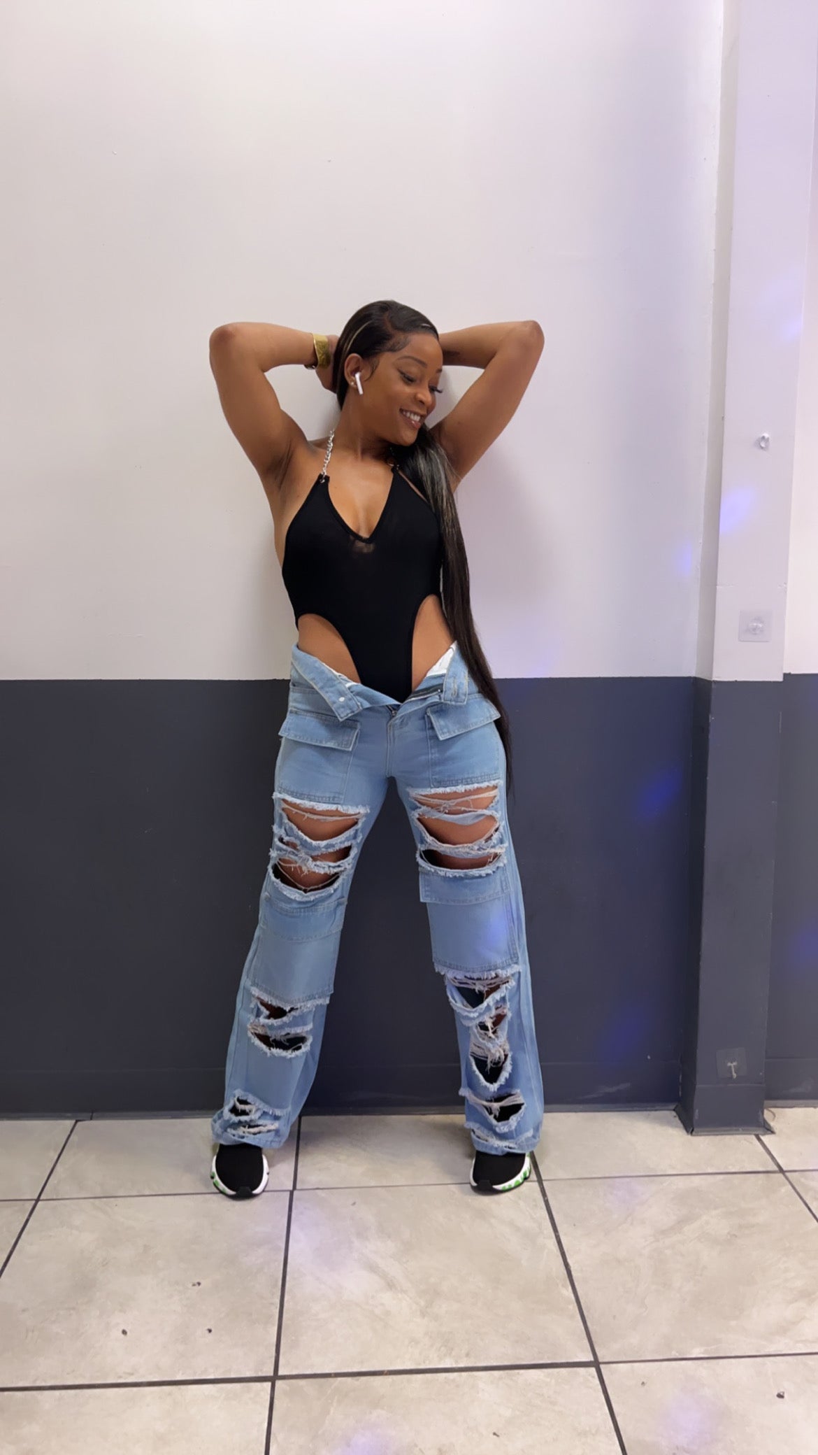 TORN DENIM RIPPED JEANS PANTS