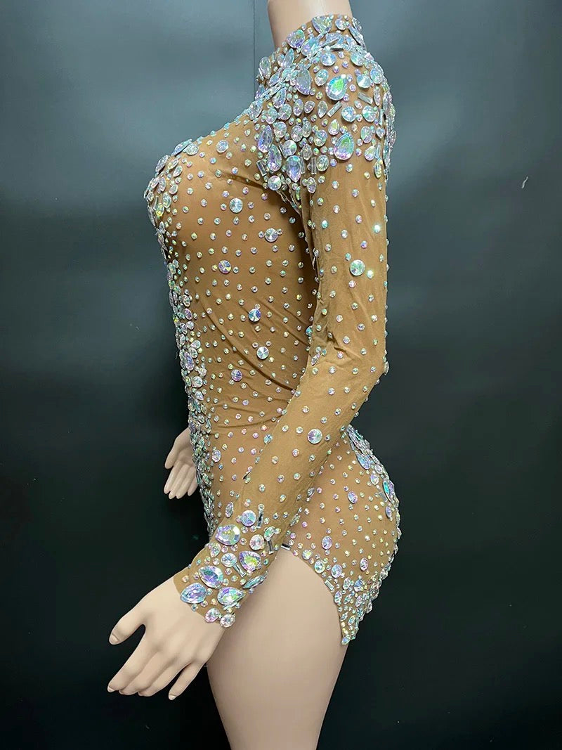 NOCANCE COLORFUL DIAMOND CRYSTAL SEXY DRESS