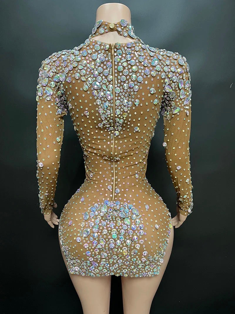 NOCANCE COLORFUL DIAMOND CRYSTAL SEXY DRESS