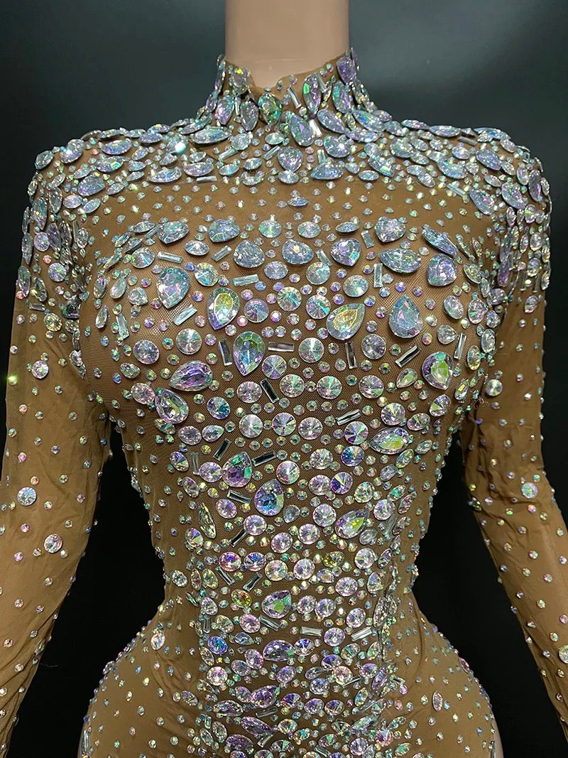 NOCANCE COLORFUL DIAMOND CRYSTAL SEXY DRESS