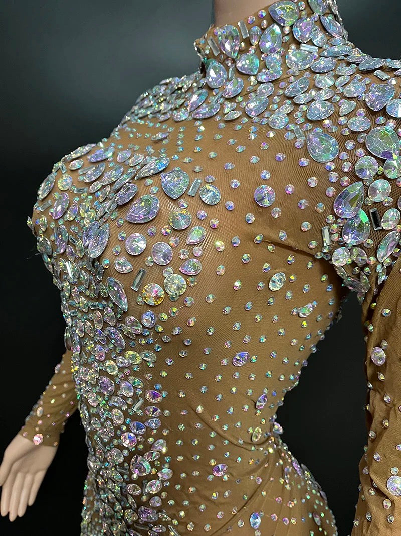 NOCANCE COLORFUL DIAMOND CRYSTAL SEXY DRESS