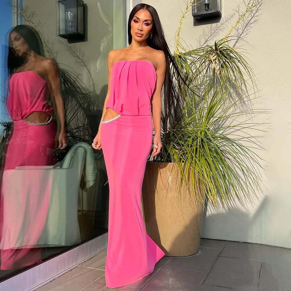 STYLISH FASHIONABLE HIGH QULITY LUXURY PINK DRESS
