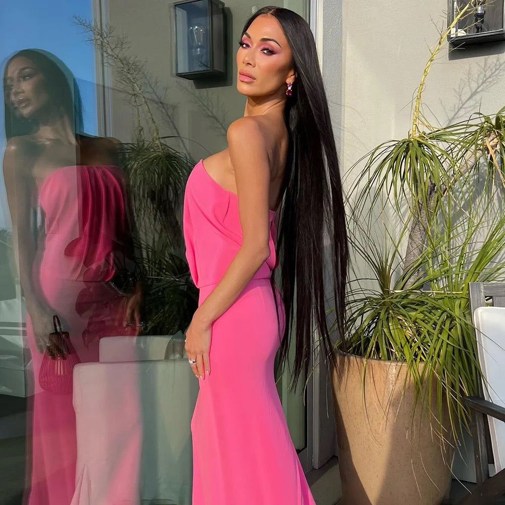 STYLISH FASHIONABLE HIGH QULITY LUXURY PINK DRESS