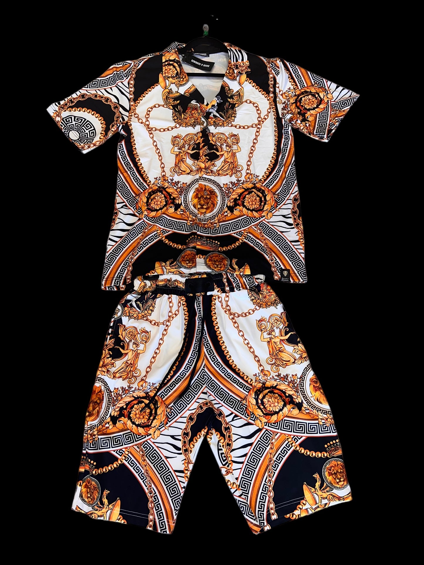 HIGH QUALITY 3D TWO PIECE HAWAIIAN BEACH WEAR MEN POLO SHORTS SET WITH DRAW STRING