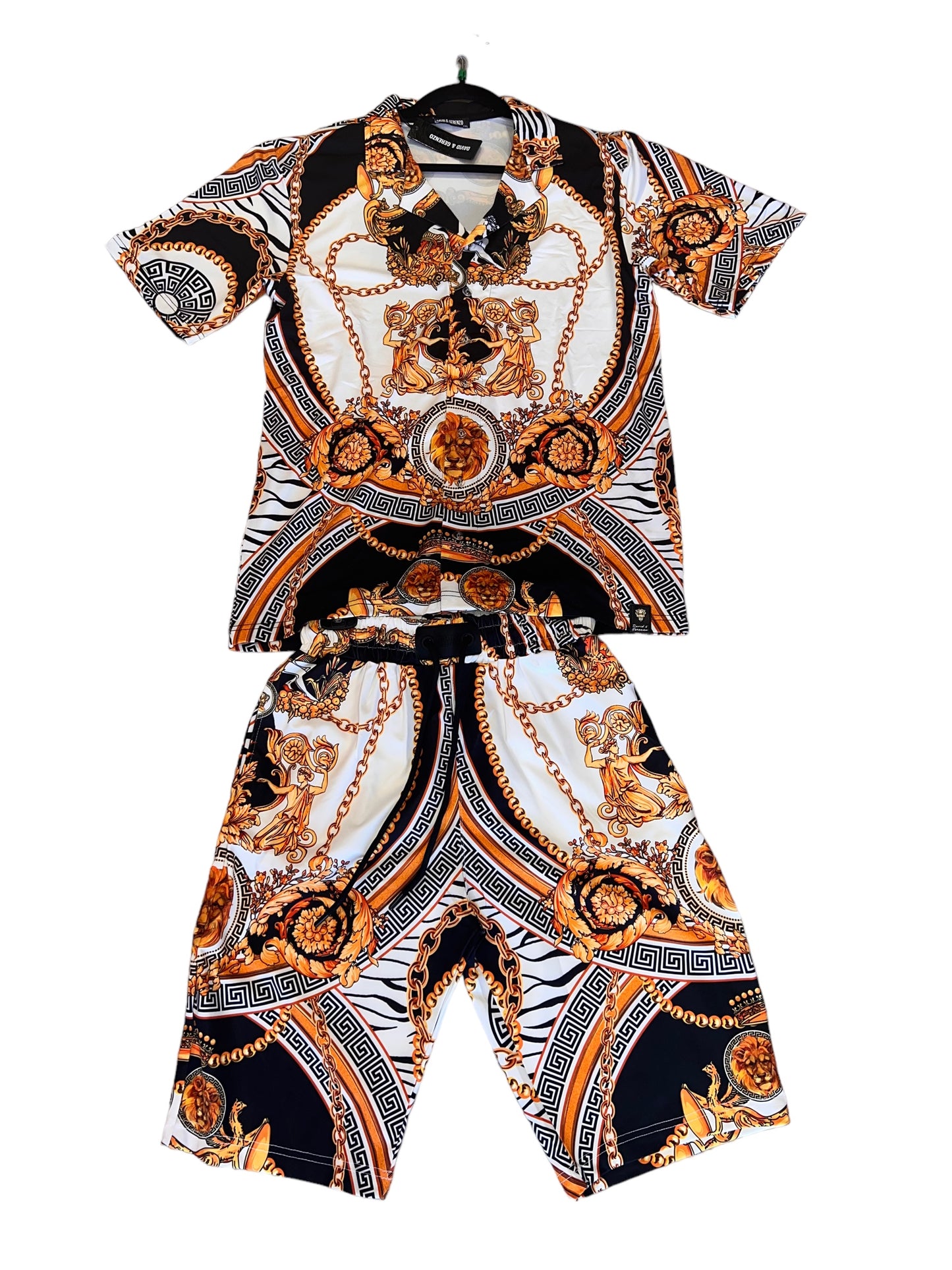 HIGH QUALITY 3D TWO PIECE HAWAIIAN BEACH WEAR MEN POLO SHORTS SET WITH DRAW STRING