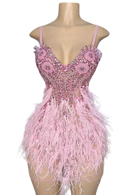 SPARKLY CRYSTAL BEADS DIAMOND PENELOPE RHINESTONE DRESS