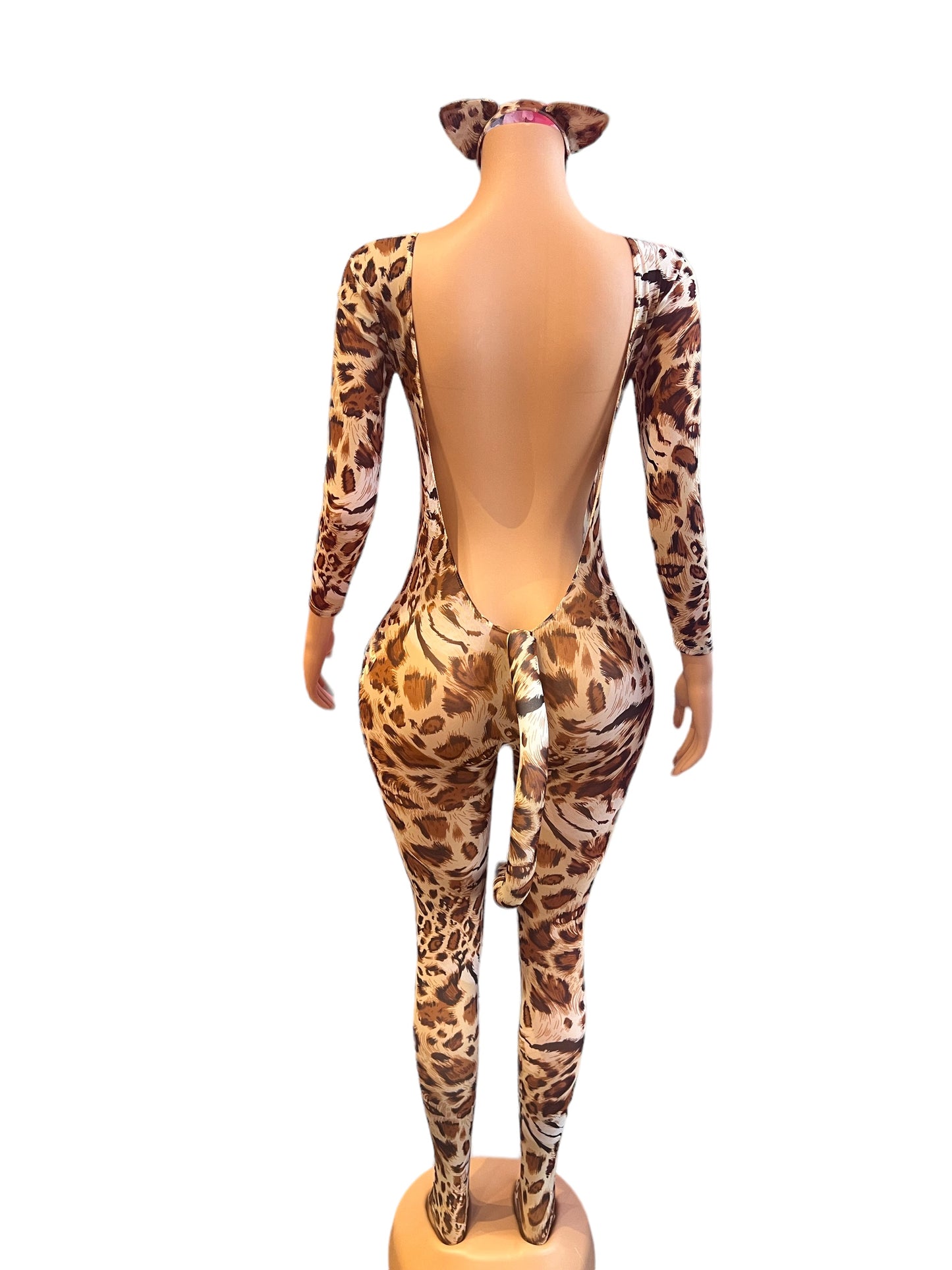 ANIME COSPLAY LEOPARD MESH CAT COSTUME