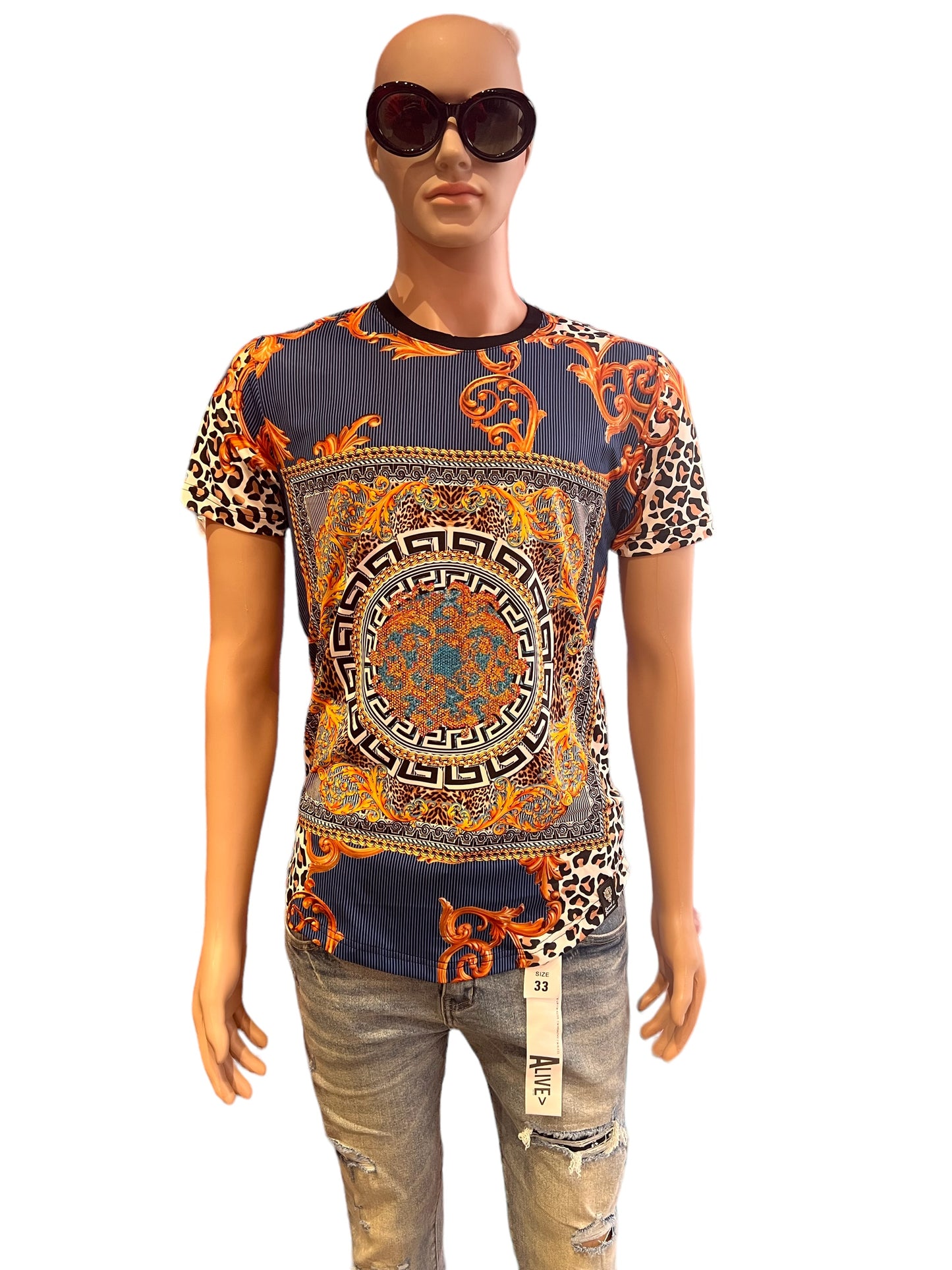 UNIQUE RHINESTONE DESIGN VINTAGE SUBLIMATION PRINT T-SHIRTS