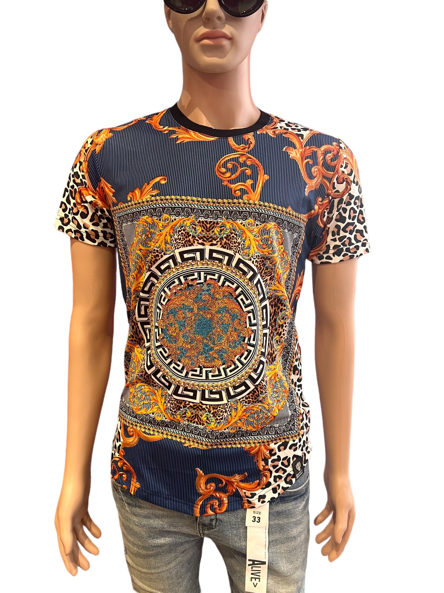 UNIQUE RHINESTONE DESIGN VINTAGE SUBLIMATION PRINT T-SHIRTS
