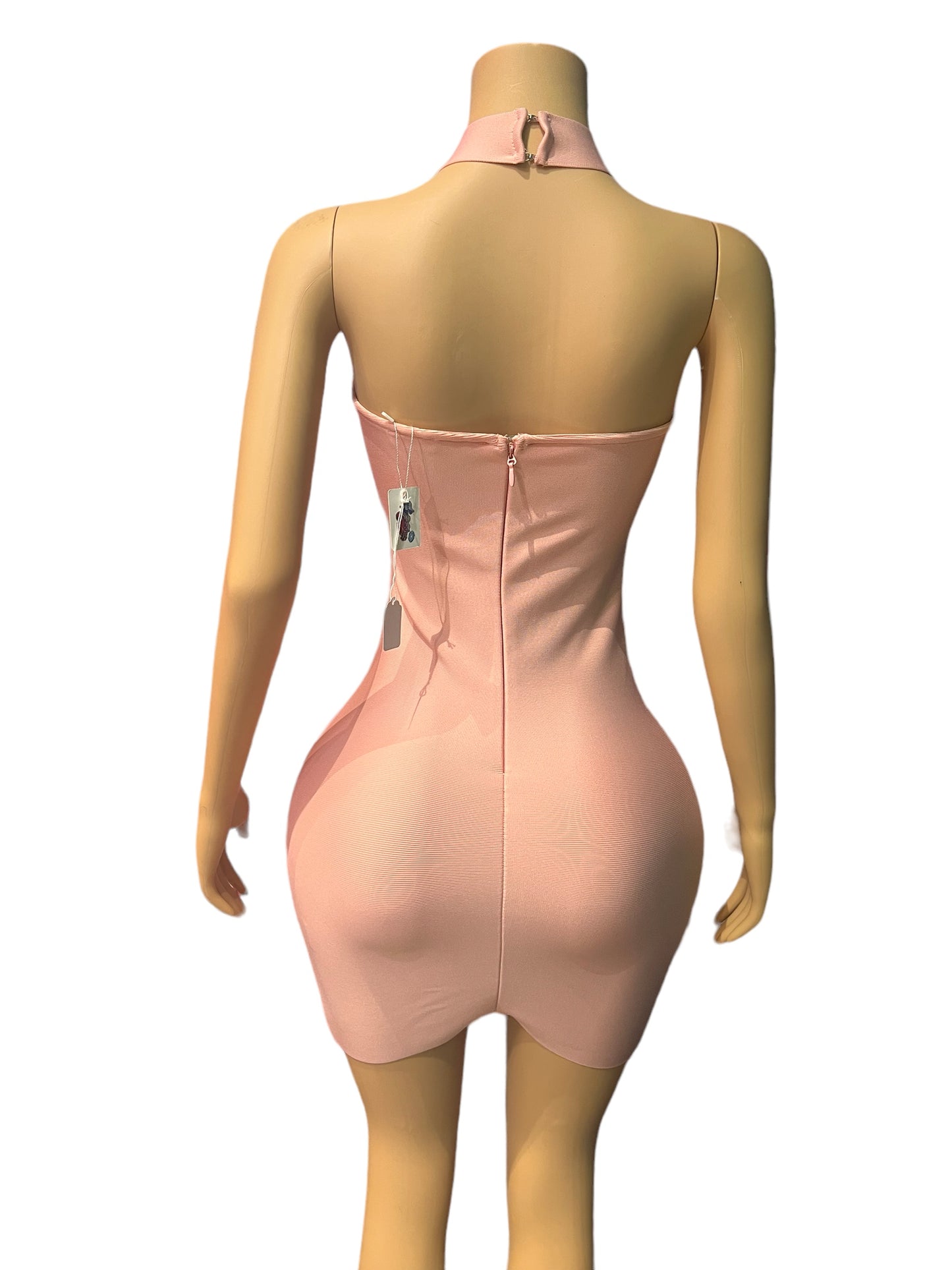KEERING MIXED COLOURS CRYSTAL BODICE HOT PINK DRESS