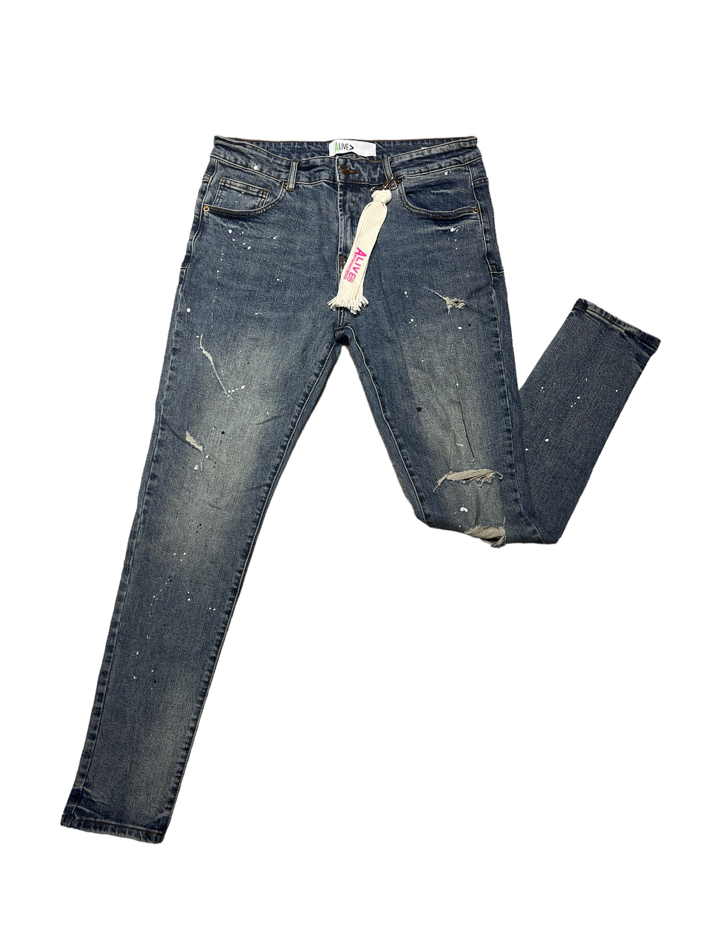 ALIVE D2 NEW DESIGN DENIM WASH JEANS CUSTOM RIPPED JEANS