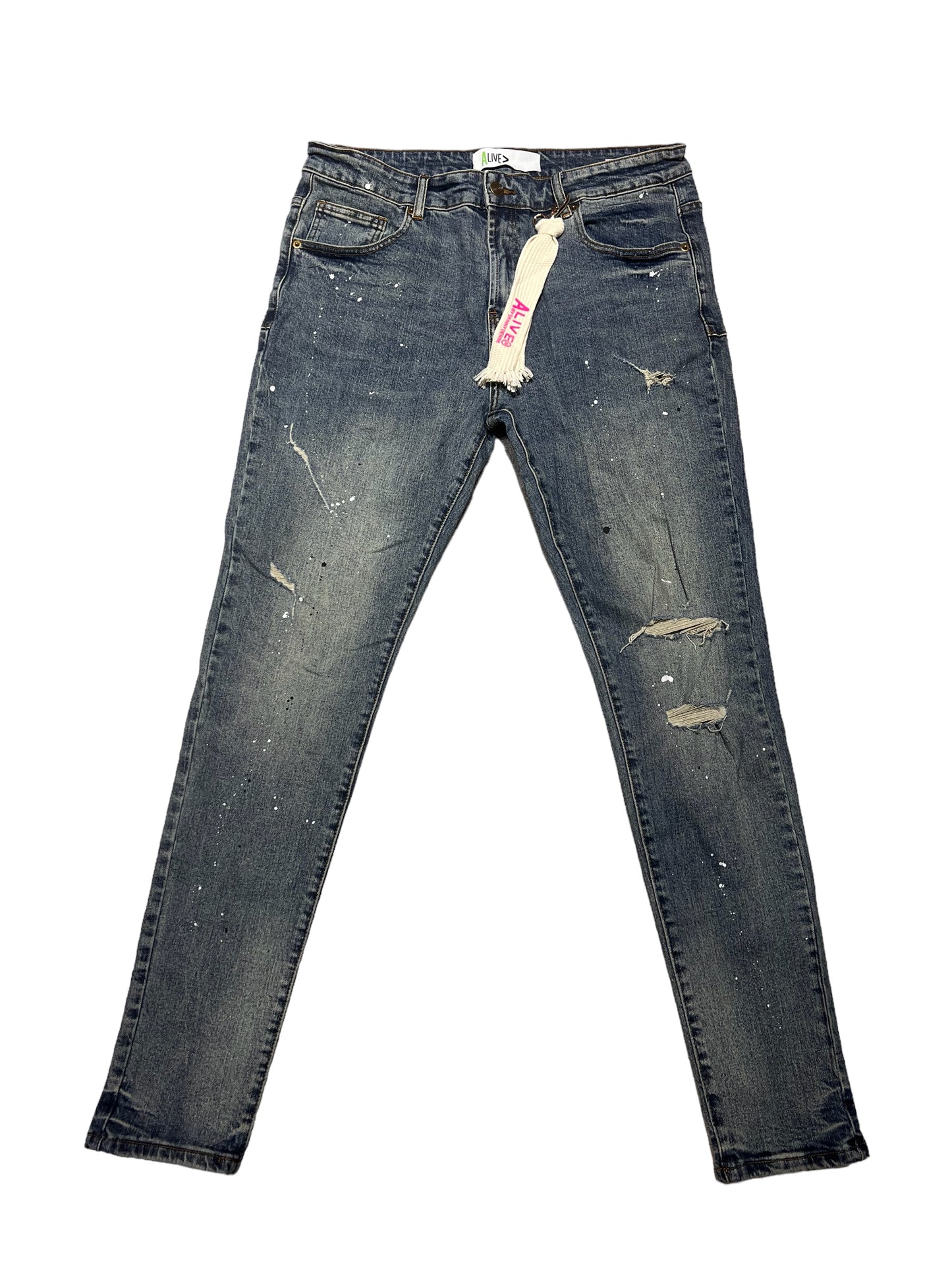 ALIVE D2 NEW DESIGN DENIM WASH JEANS CUSTOM RIPPED JEANS