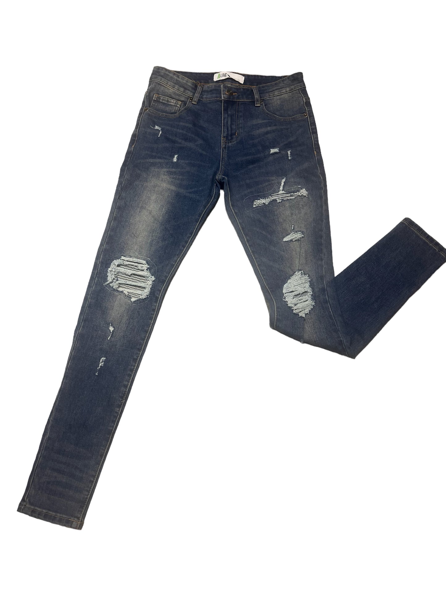 ALIVE CUSTOMIZE DENIN JEANS VANTAGE RIPPED CANVAS PANTS