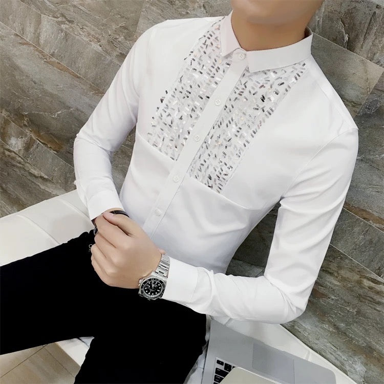 SLIM FIT SEQUIN MENS SHIRT