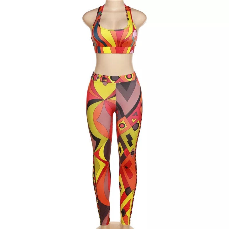 PRINTED LOW CUT HIGH WAIST SET