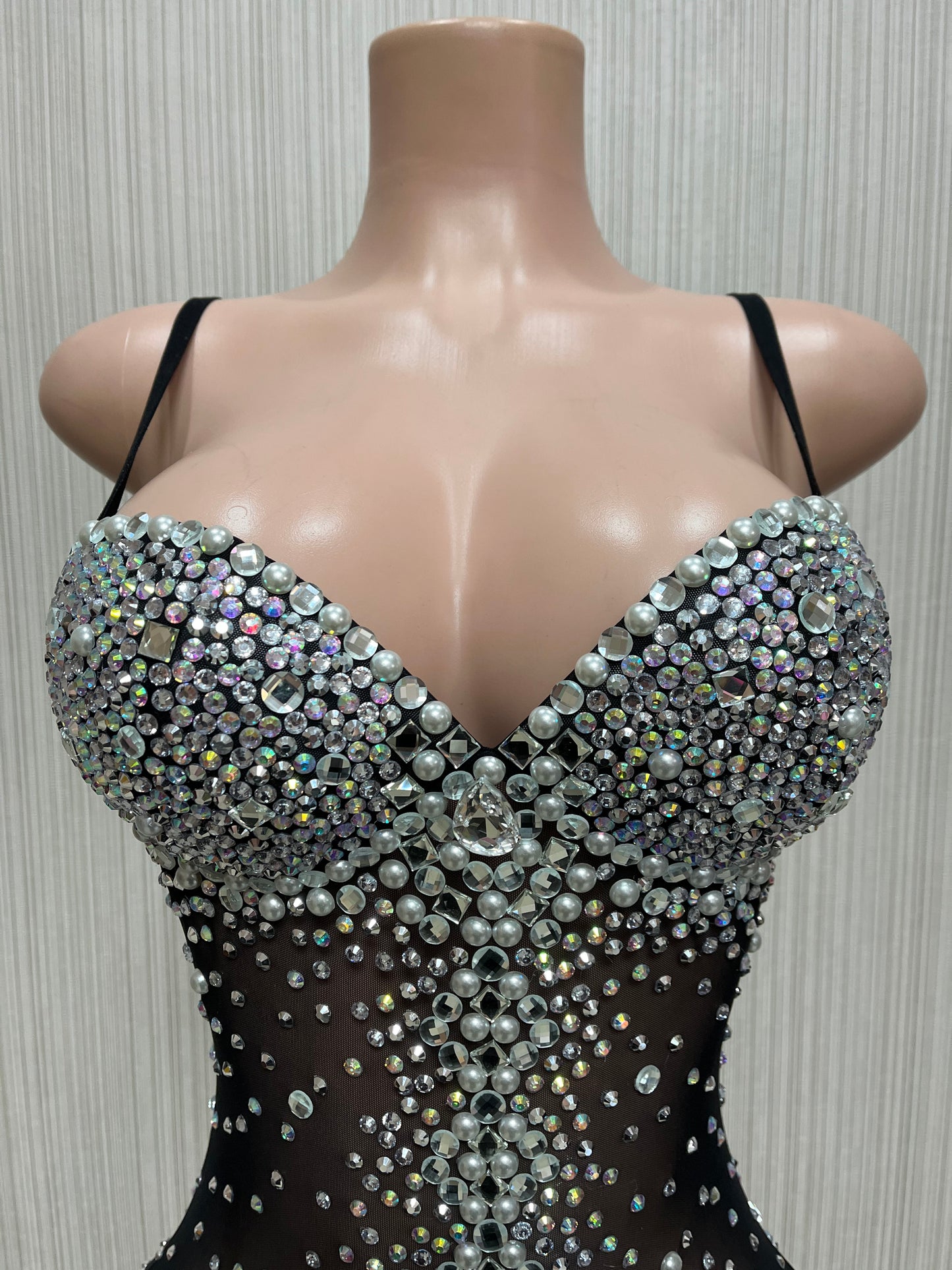 SMOOCHES GLAMMA GIRL SEE-THOUGH RHINESTONE BODY SUITE