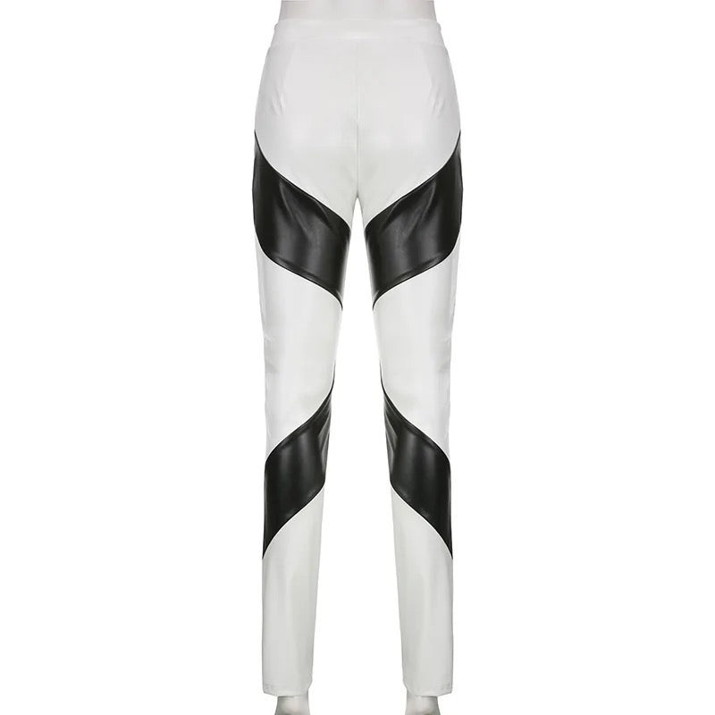 UNIQUE FASHION CASUAL LEATHER PANTS HIGH WAIST