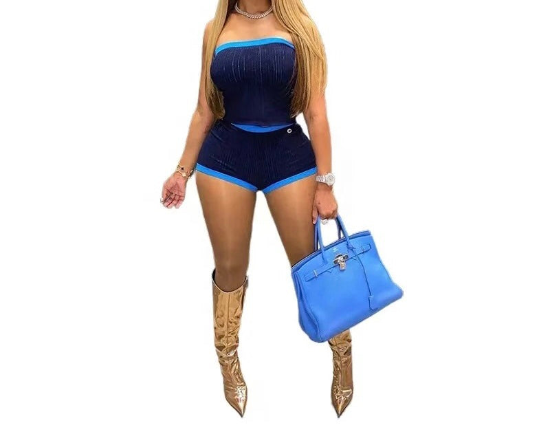 SHORTS SET STRAPLESS TUBE TOP AND YOGA SET