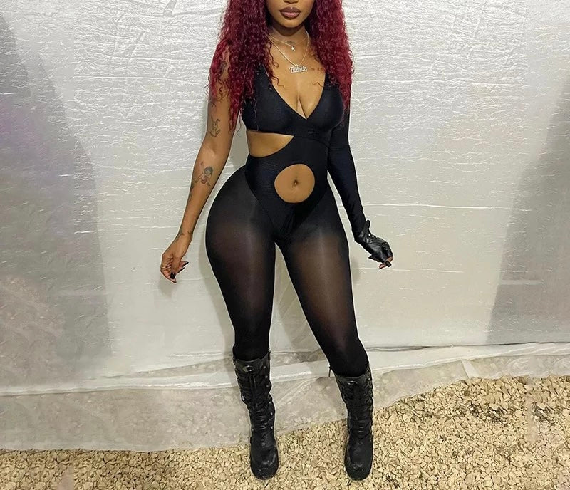 PANTYHOSE ONE SLEEVE JUMPSUIT/ROMPER