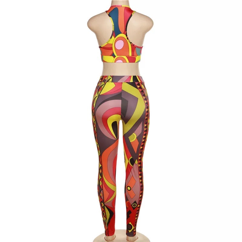 PRINTED LOW CUT HIGH WAIST SET