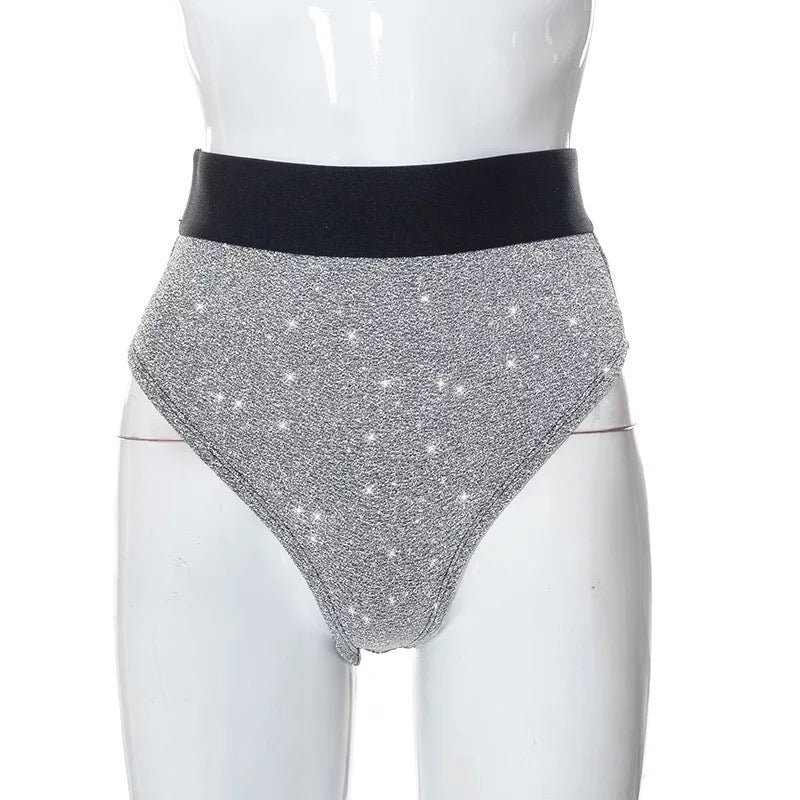 ELASTIC SHINY WAIST BIKER SHORTS