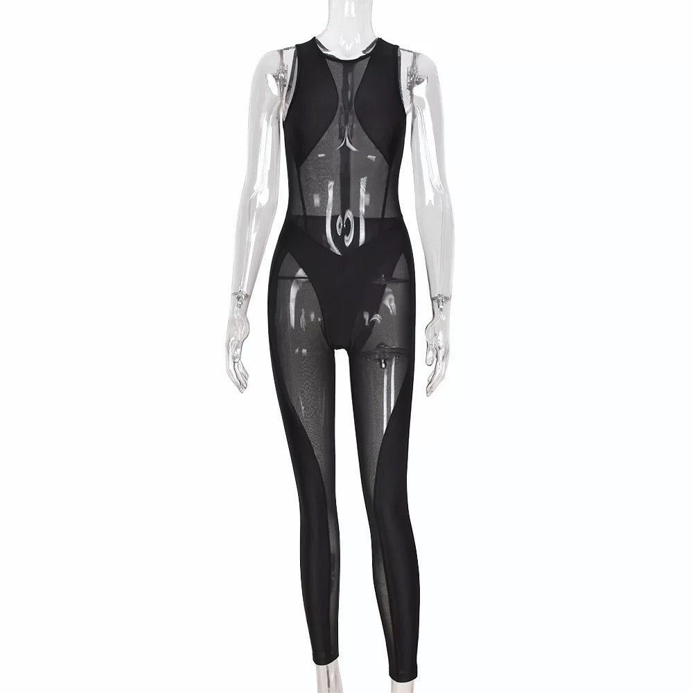 SEXY SKINNY ROUND NECK JUMPSUIT