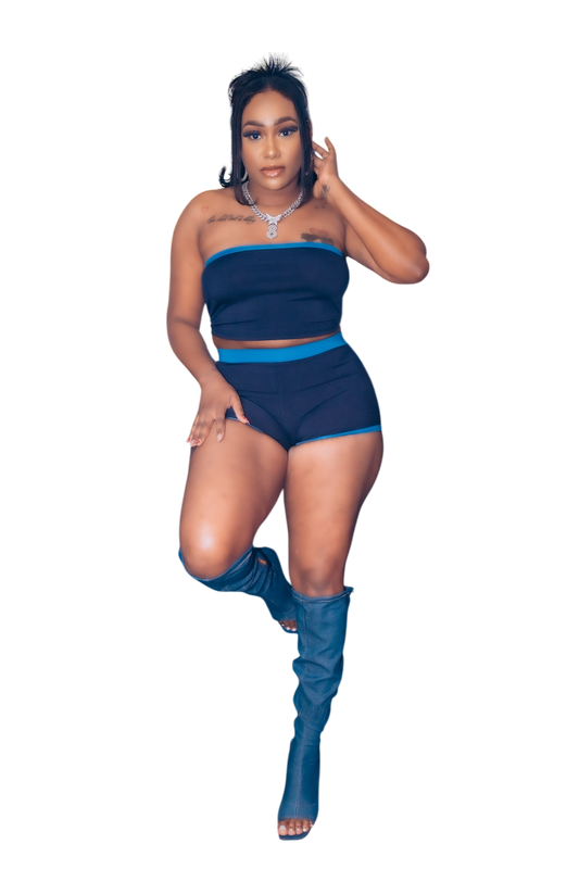SHORTS SET STRAPLESS TUBE TOP AND YOGA SET
