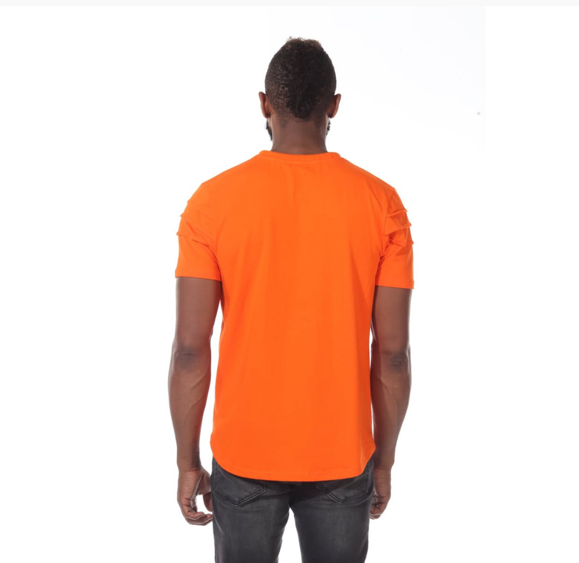MEN'S ORANGE SHORT SLEEVE DESTRESS T-SHIRT WITH DRAW STRING