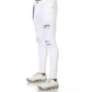 WHITE FASHION DISTRESS JEANS WITH CHAIN