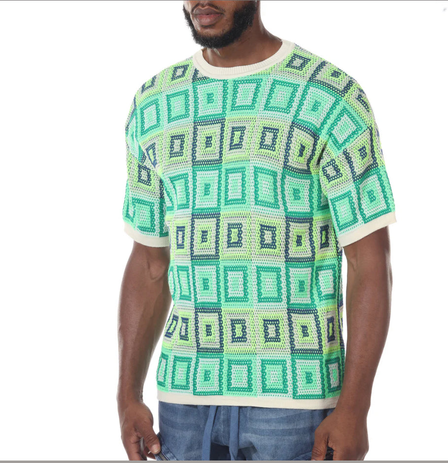 ISAIAH GREEN PATTERN FASHION T-SHIRT