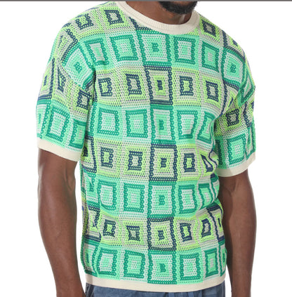 ISAIAH GREEN PATTERN FASHION T-SHIRT