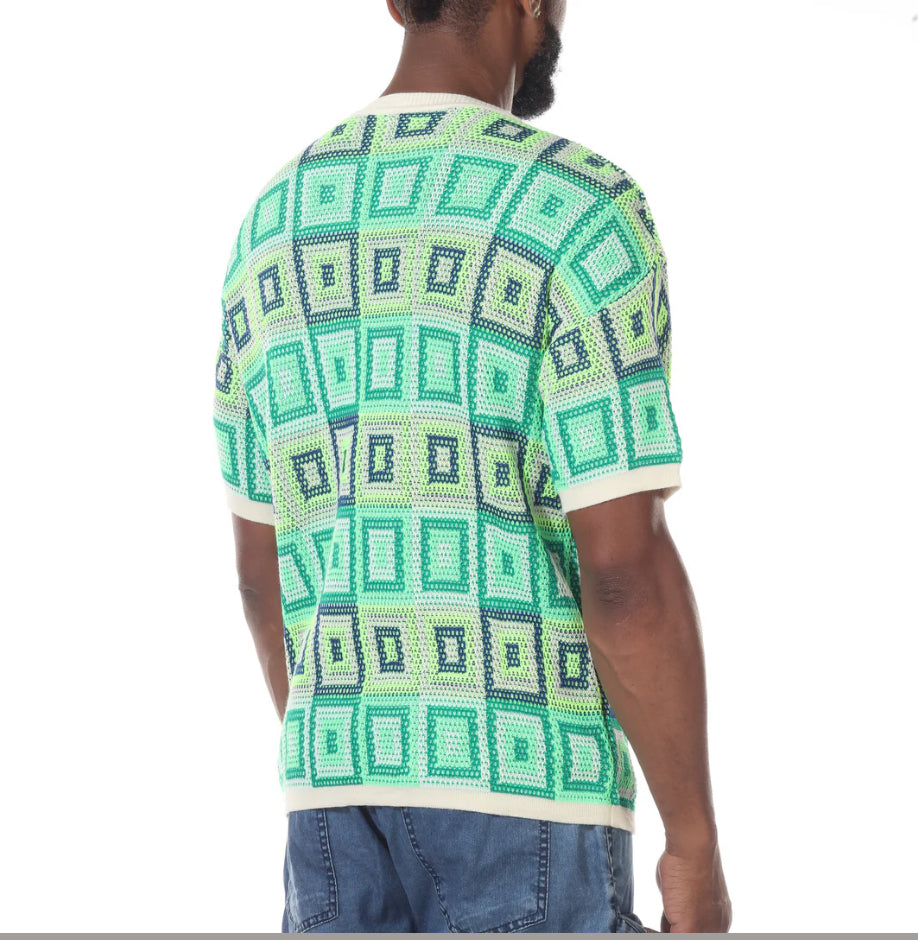 ISAIAH GREEN PATTERN FASHION T-SHIRT