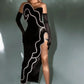 SMOOCHES HIGH-END SEXY LUXURY SLEEVELESS ELEGANT BLACK VELVET GOWN