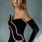 SMOOCHES HIGH-END SEXY LUXURY SLEEVELESS ELEGANT BLACK VELVET GOWN