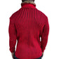 EZRA RED WOOL SHAWL COLLAR SWEATER WITH FUR AND LEATHER WOOD BUTTONS