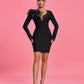 ELEGANT BLACK SHOULDER FEATHER MINI DRESS