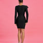 ELEGANT BLACK SHOULDER FEATHER MINI DRESS