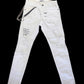 WHITE FASHION DISTRESS JEANS WITH CHAIN