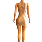 OCSTRADE GOLD SHINY MESH DRESS SEXY BODY-CON CRYSTAL FASHION MINI DRESS