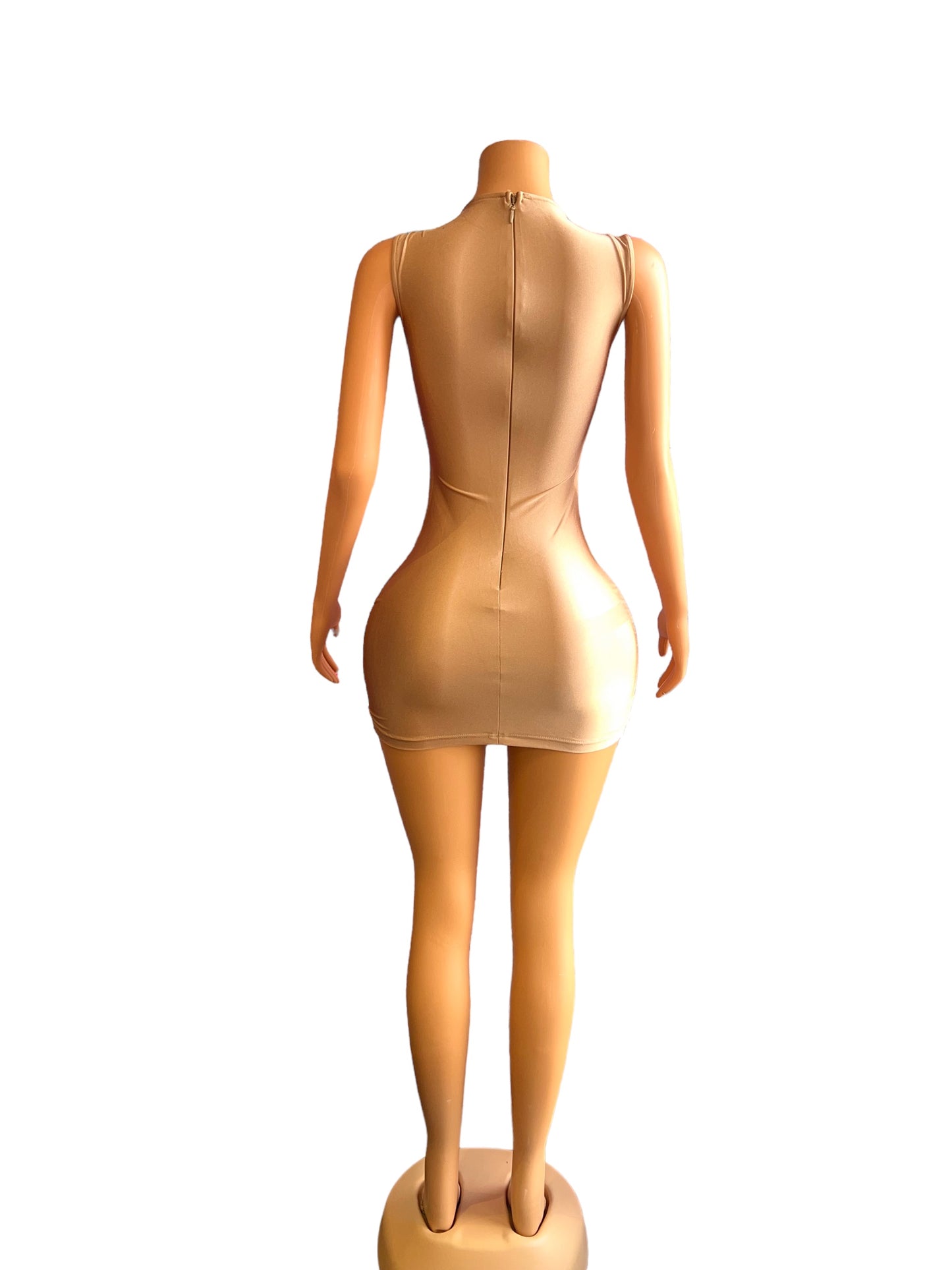 OCSTRADE GOLD SHINY MESH DRESS SEXY BODY-CON CRYSTAL FASHION MINI DRESS