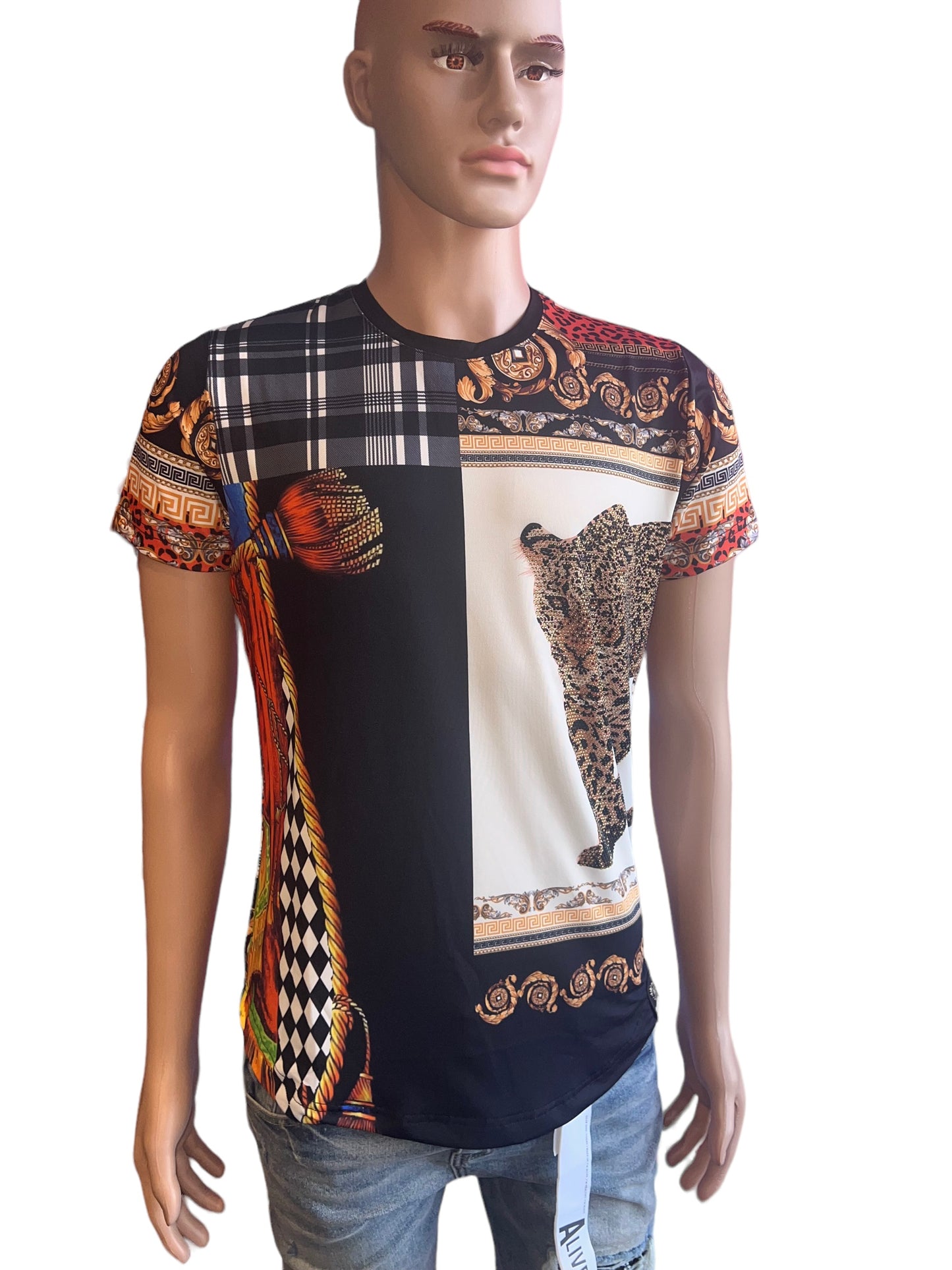 CUSTOMIZED UNIQUE RHINESTONE DWSIGN VINTAGE PRINT T-SHIRTS FOR MEN