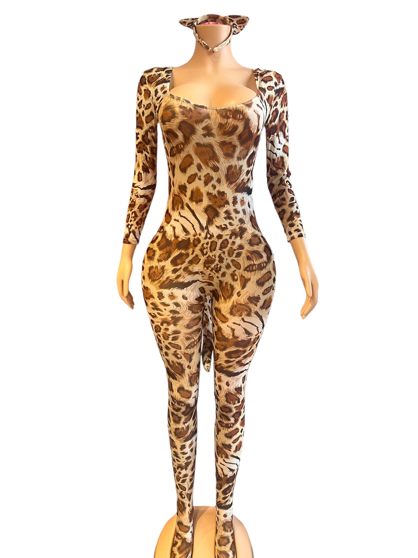 ANIME COSPLAY LEOPARD MESH CAT COSTUME