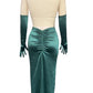 GREEN BODICE APPLIQUE LUXURY GREEN EVENING GOWN