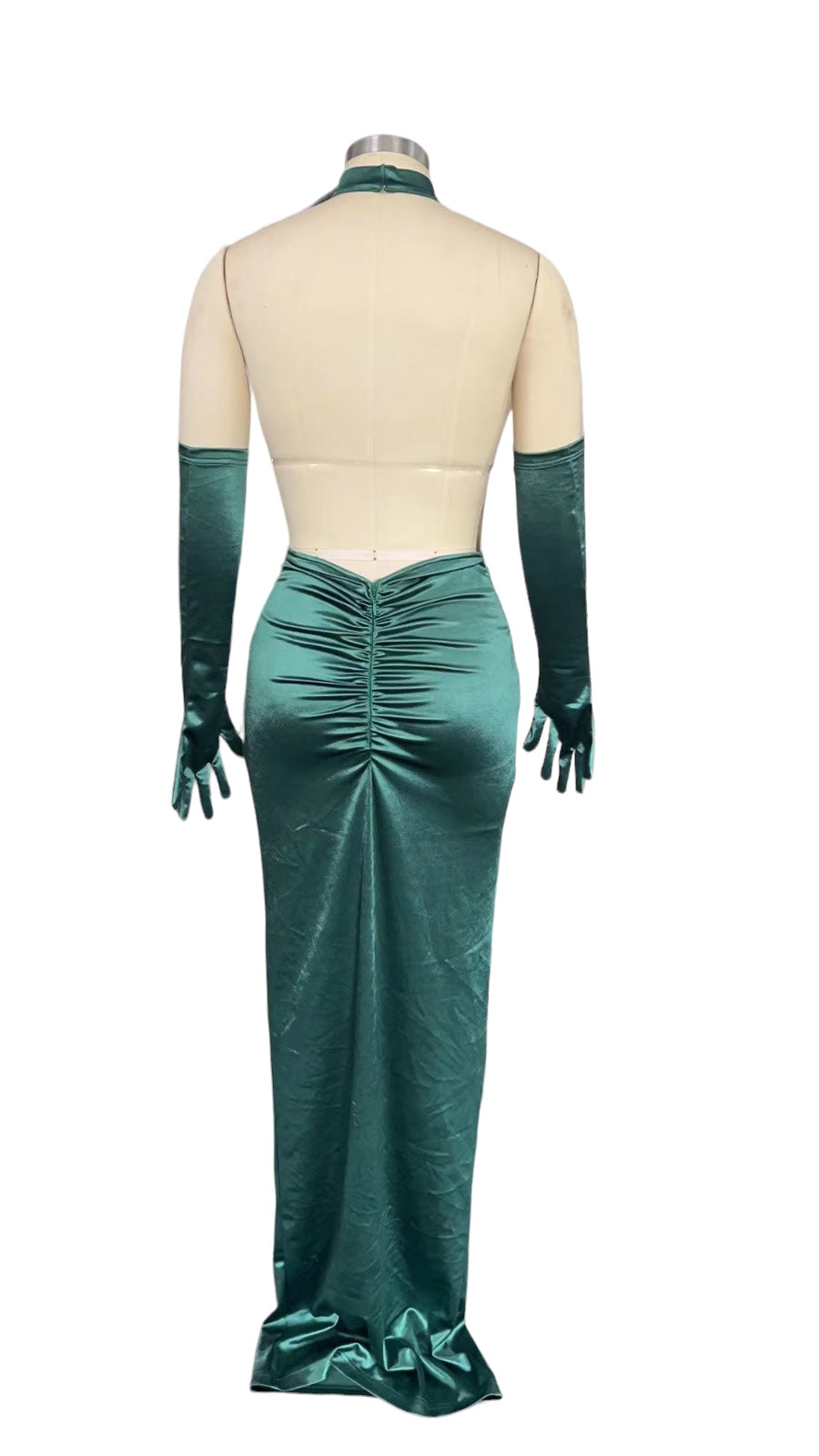 GREEN BODICE APPLIQUE LUXURY GREEN EVENING GOWN