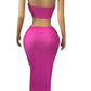 HERMOSO SKIRT SET HALTER CROP TANK TOP TWO COLORS PINK AND