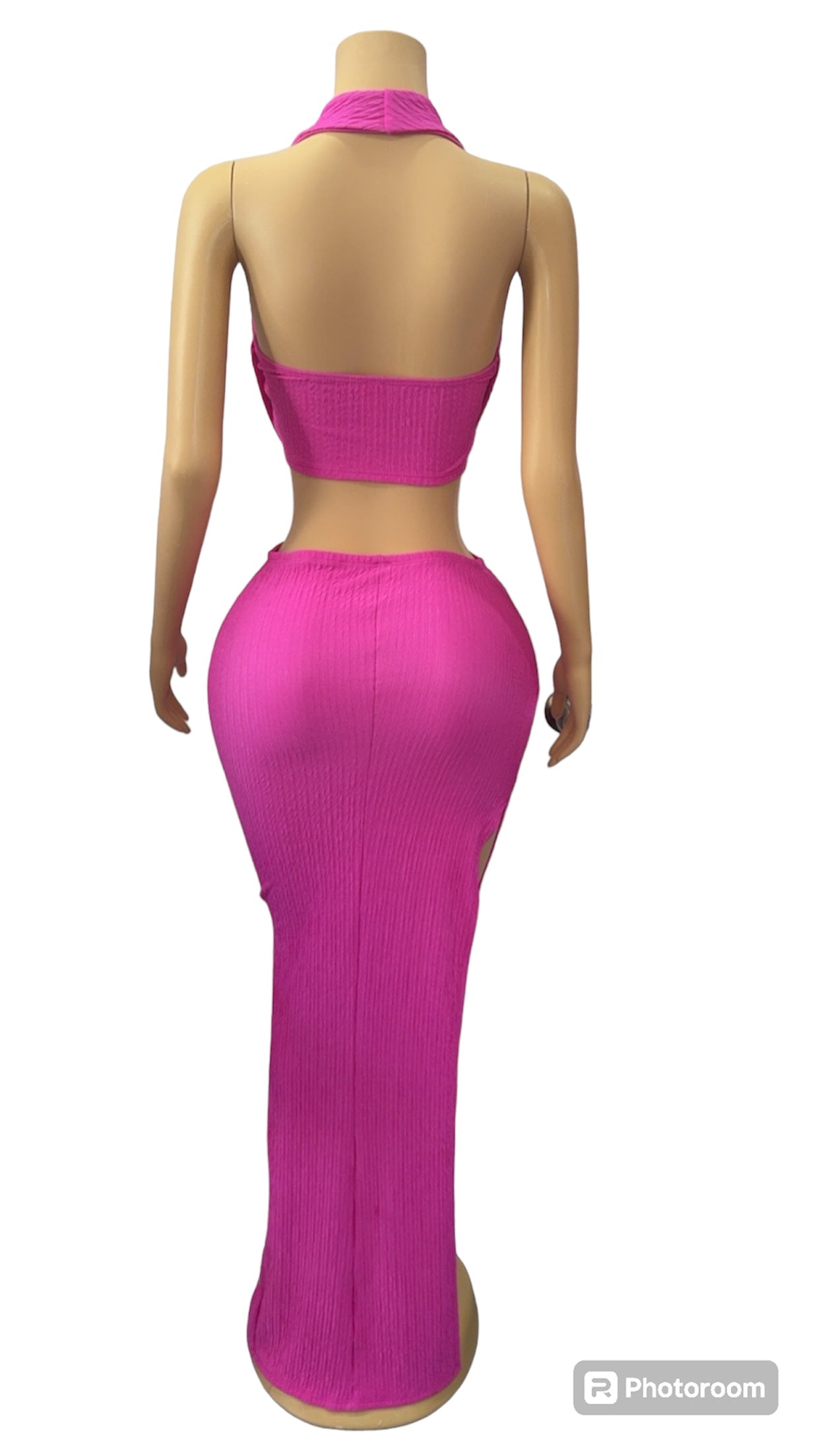 HERMOSO SKIRT SET HALTER CROP TANK TOP TWO COLORS PINK AND