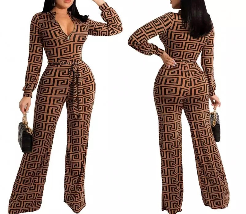 CUSTOM PRINT LONG SLEEVE JUMPSUIT