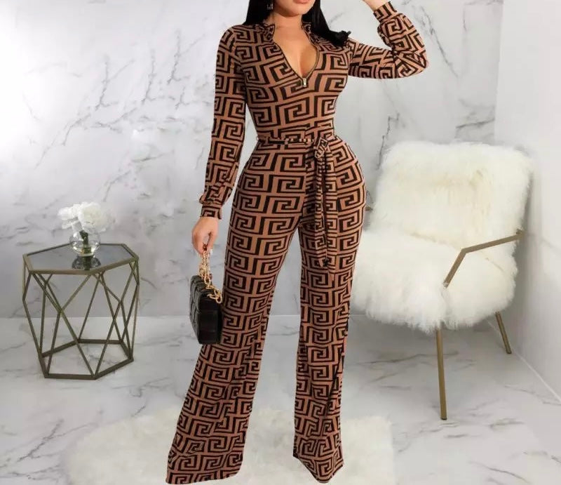 CUSTOM PRINT LONG SLEEVE JUMPSUIT