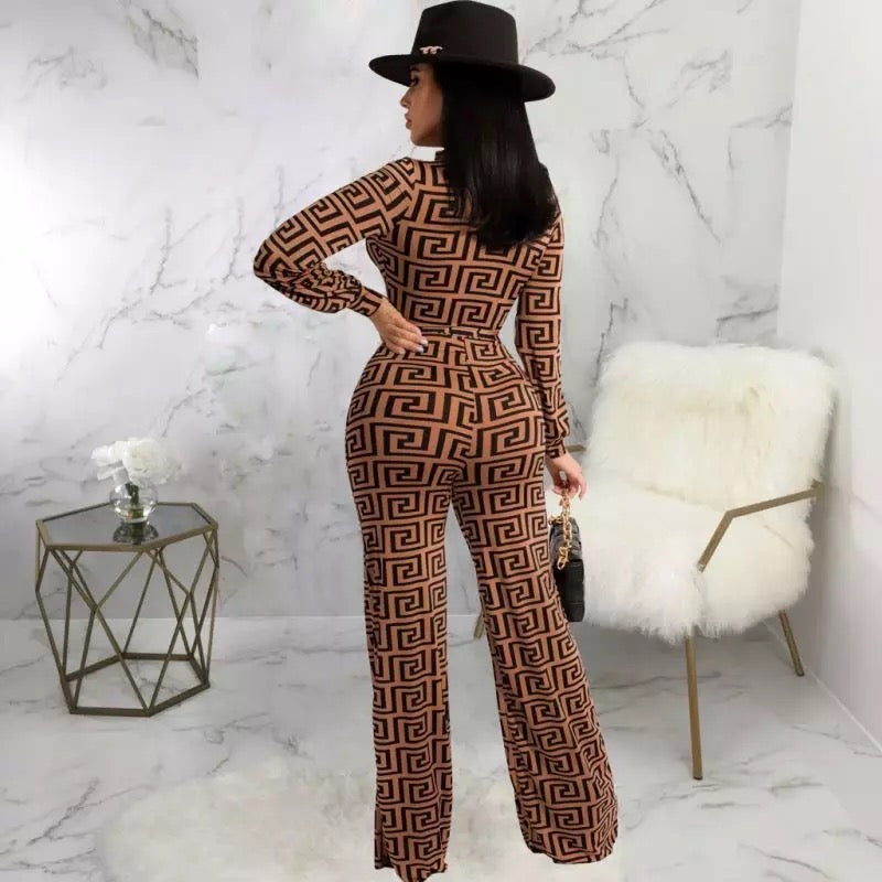 CUSTOM PRINT LONG SLEEVE JUMPSUIT